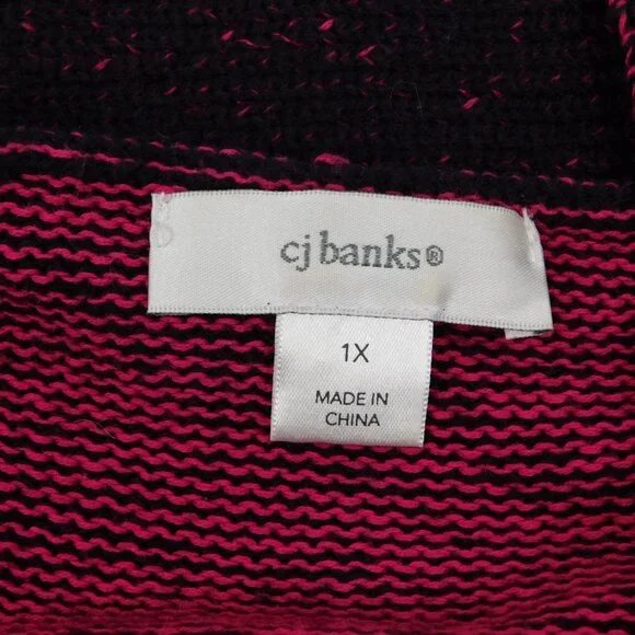 CJ Banks Sweater Women 1x Purple 3/4 Sleeve Cowl Neck Button Up Pockets Cozy - Picture 7 of 10